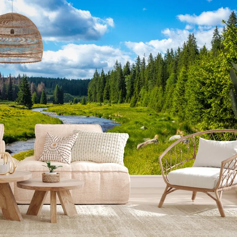 Fototapete ruhige flusslandschaft