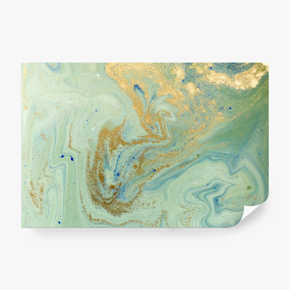 Fototapete türkiser marmor mit goldenen akzenten – Wallnifity®