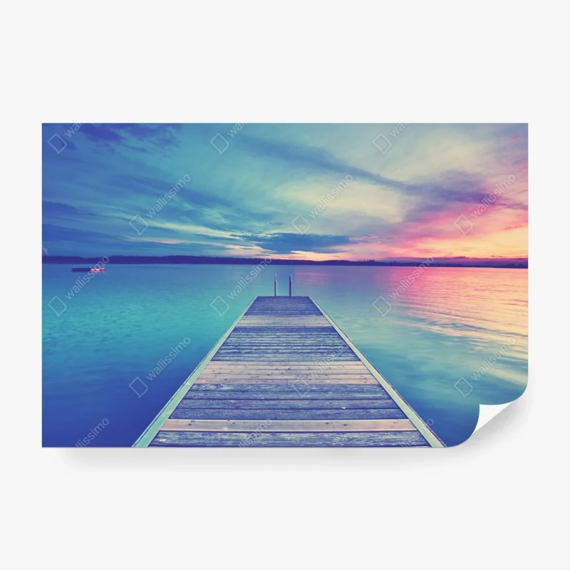 Fototapete sonnenaufgang über grünen hügeln mit steinweg – Wallnifity®