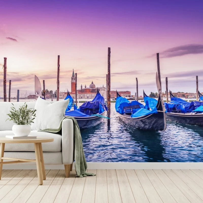 Fototapete Venedig gondeln bei sonnenuntergang