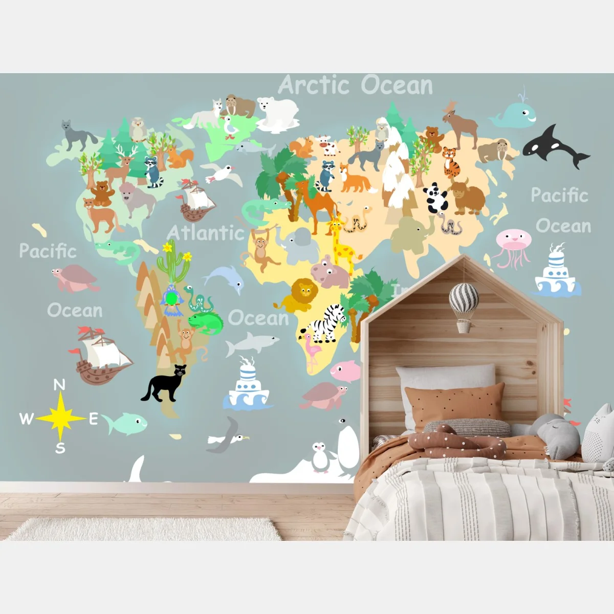 Fototapete weltkarte mit tieren – Wallnifity® Fototapete weltkarte mit tieren – Wallnifity®