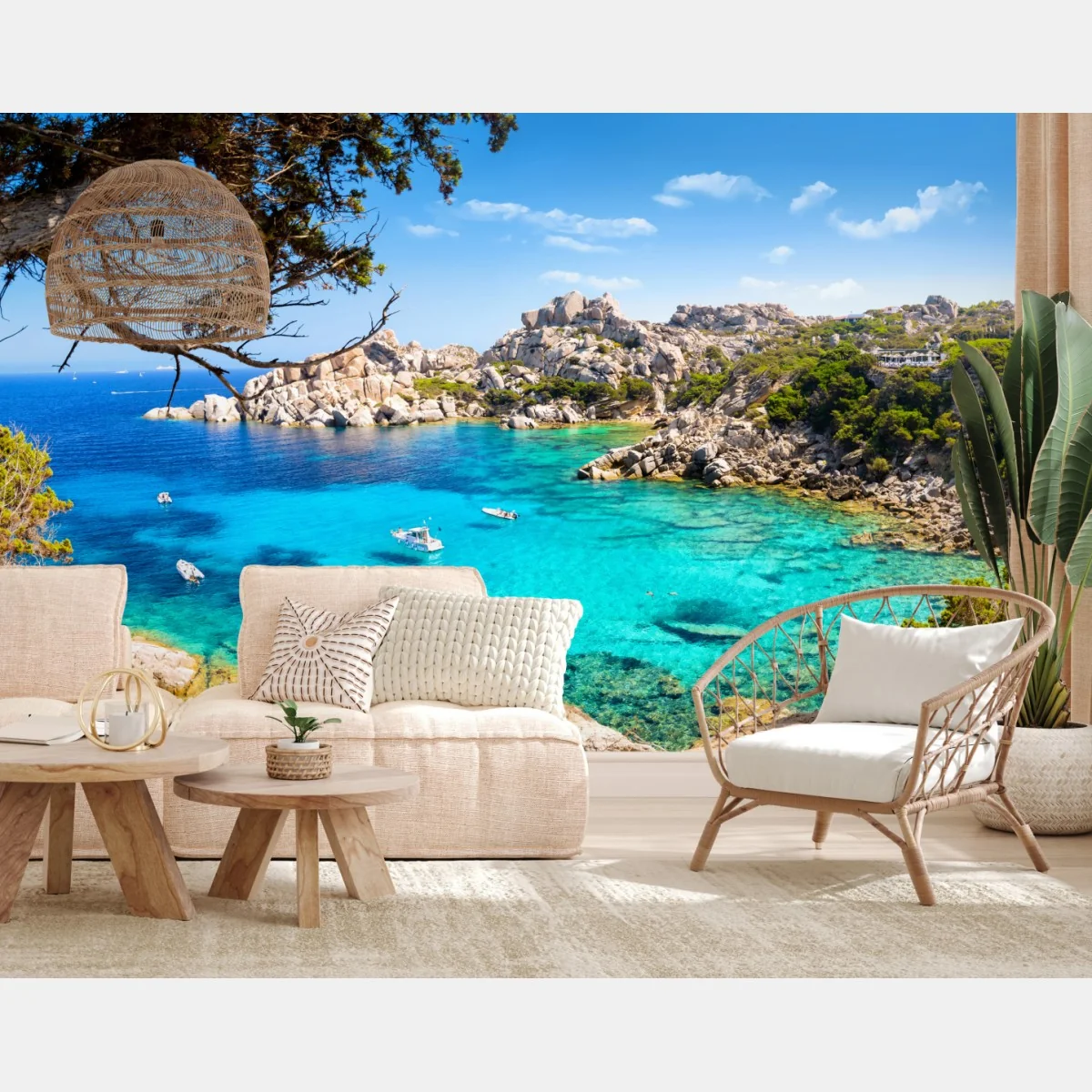 Fototapete türkisfarbene bucht mit felsiger küste – Wallnifity® Fototapete türkisfarbene bucht mit felsiger küste – Wallnifity®