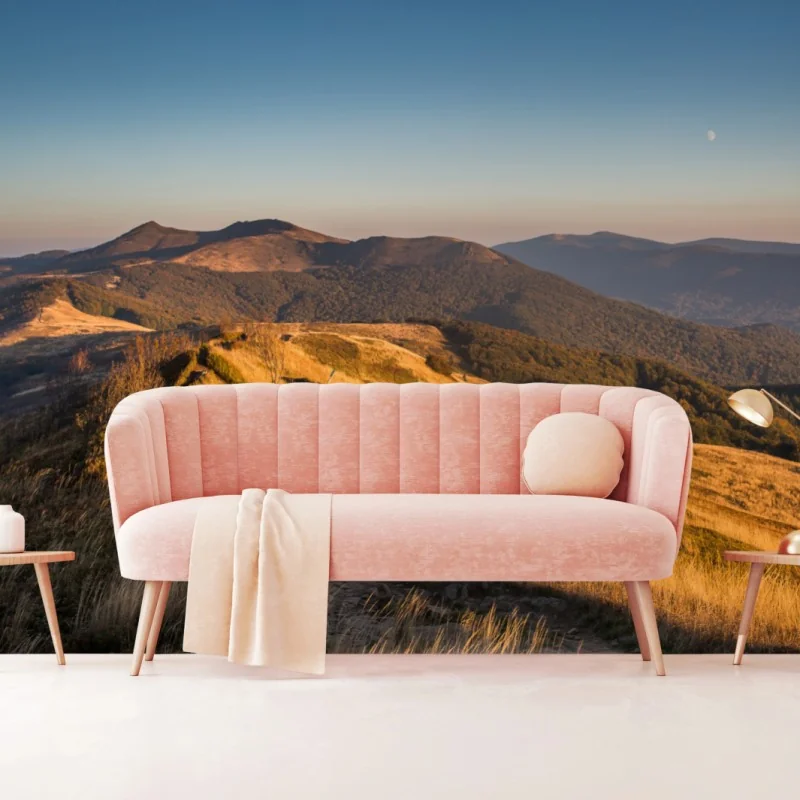 Fototapete goldener bergrücken bei sonnenuntergang – Wallnifity®