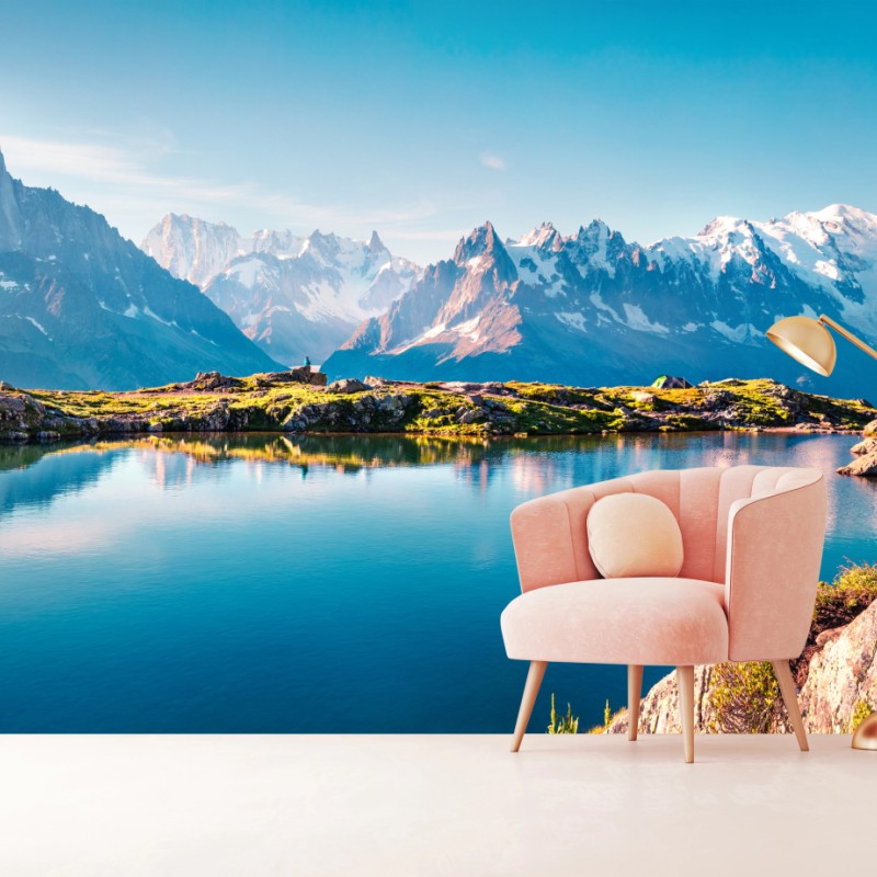 Fototapete Lac Blanc mit Blick auf Mont Blanc