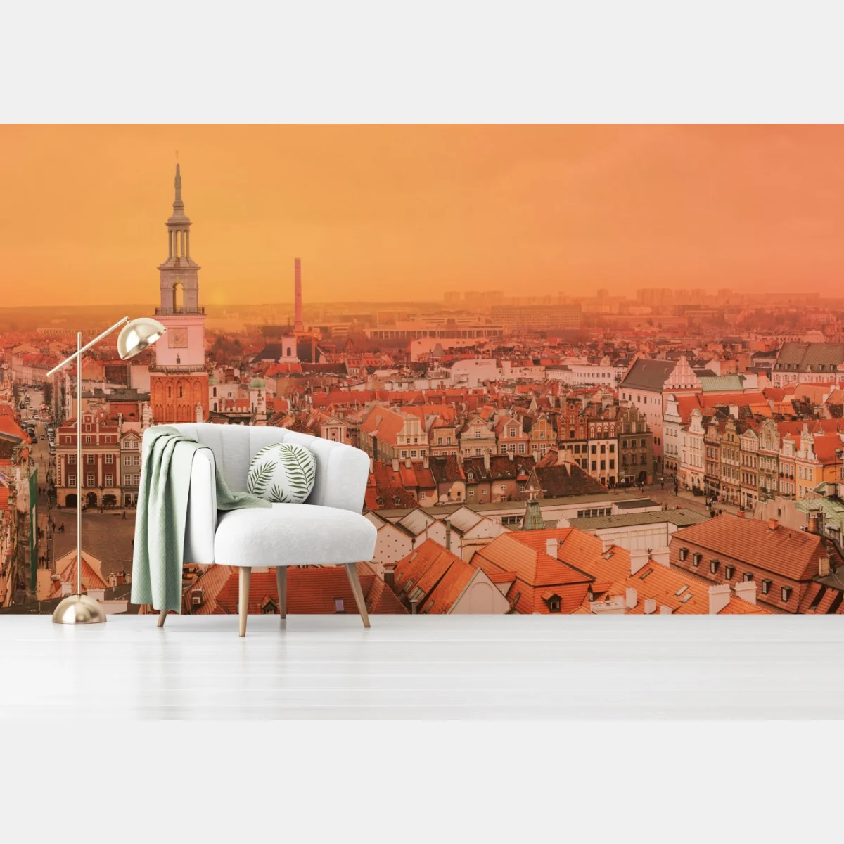 Fototapete warmer sonnenuntergang über historischen stadtdächern – Wallnifity® Fototapete warmer sonnenuntergang über historischen stadtdächern – Wallnifity®