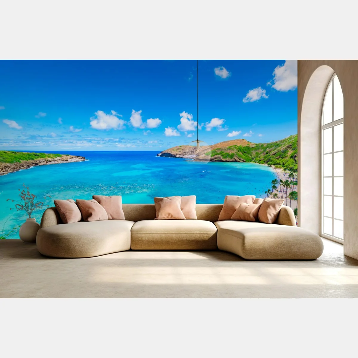 Fototapete tropische türkisfarbene bucht panorama – Wallnifity®