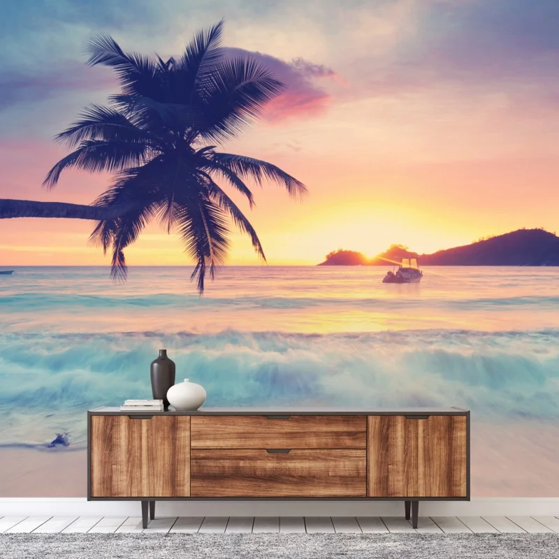 Fototapete tropischer pastellsonnenuntergang am meer – Wallnifity® Fototapete tropischer pastellsonnenuntergang am meer – Wallnifity®
