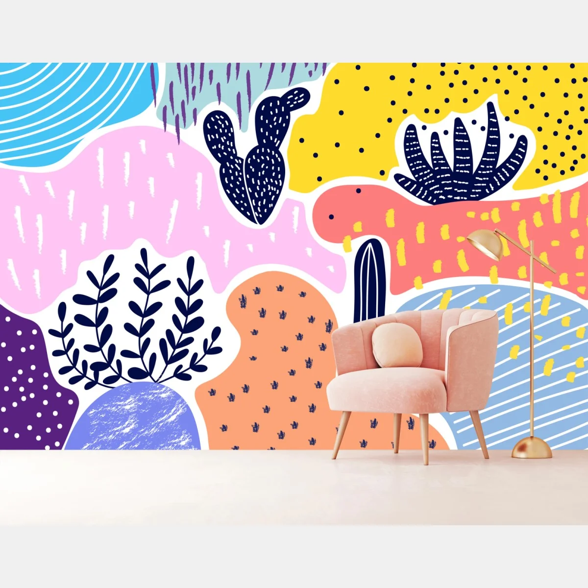 Fototapete verspieltes abstraktes botanikmuster – Wallnifity® Fototapete verspieltes abstraktes botanikmuster – Wallnifity®