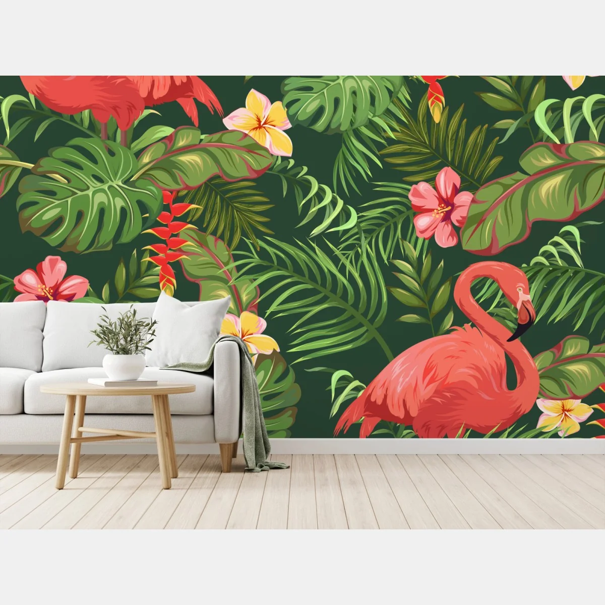 Fototapete tropisches flamingo-muster – Wallnifity®