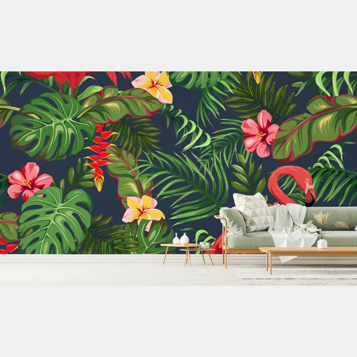Fototapete tropisches flamingo botanisches design – Wallnifity® Fototapete tropisches flamingo botanisches design – Wallnifity®