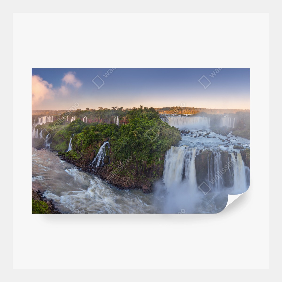 Fototapete neblige panorama der wasserfälle im üppigen wald – Wallnifity® Fototapete neblige panorama der wasserfälle im üppigen wald – Wallnifity®