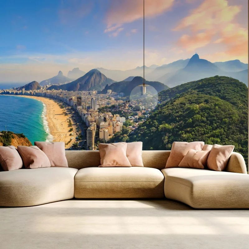 Fototapete Copacabana und Ipanema luftaufnahme panorama – Wallnifity® Fototapete Copacabana und Ipanema luftaufnahme panorama – Wallnifity®