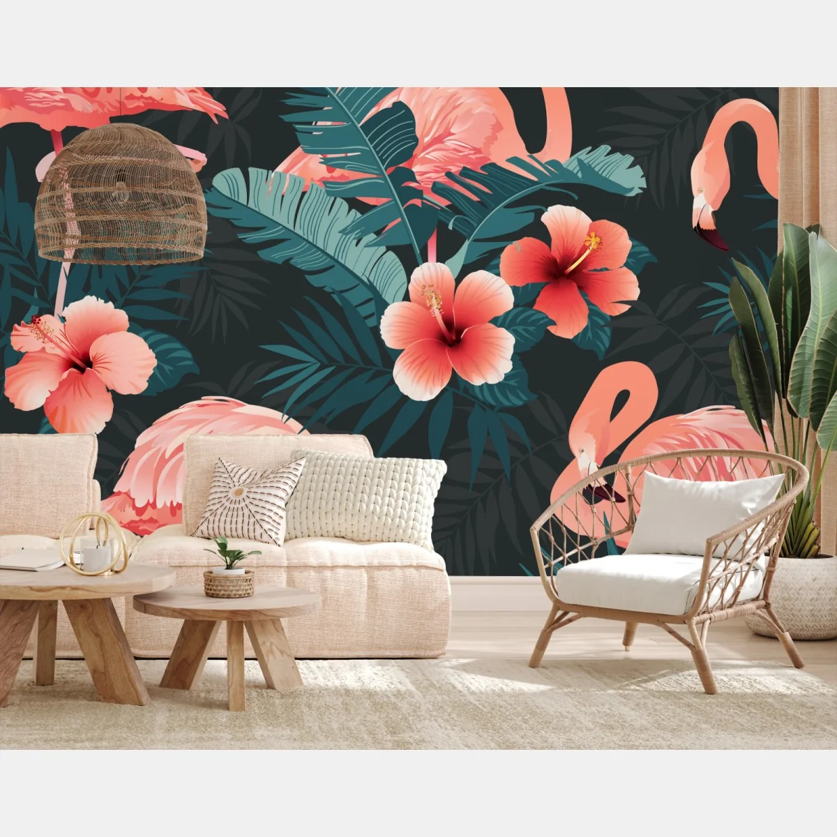 Fototapete tropisches muster mit rosa flamingos – Wallnifity® Fototapete tropisches muster mit rosa flamingos – Wallnifity®