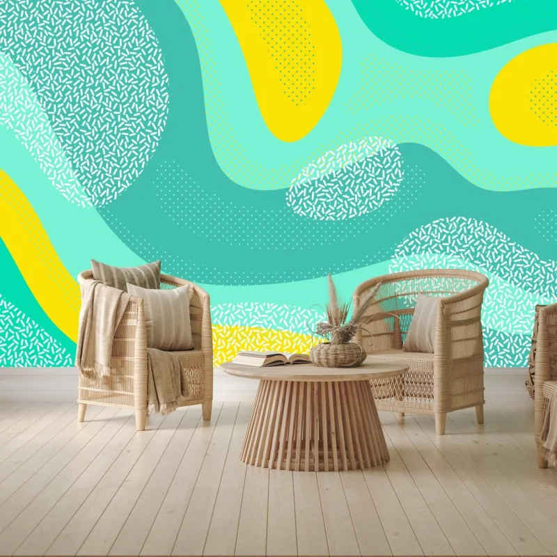 Fototapete türkis-gelbes abstraktes muster