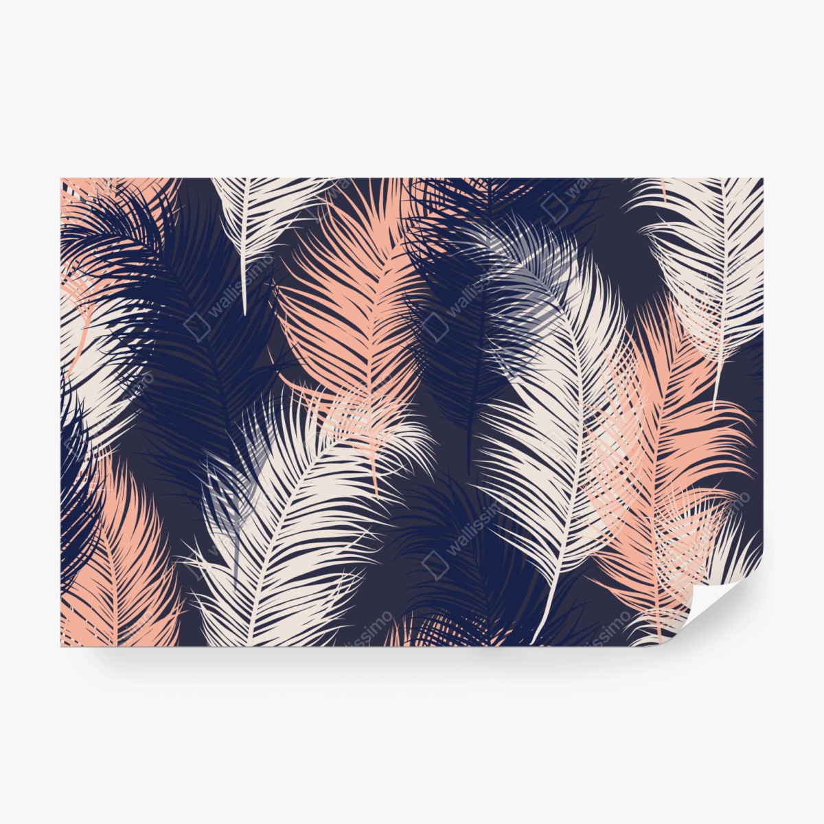 Fototapete federmuster in marineblau und rosa – Wallnifity® Fototapete federmuster in marineblau und rosa – Wallnifity®