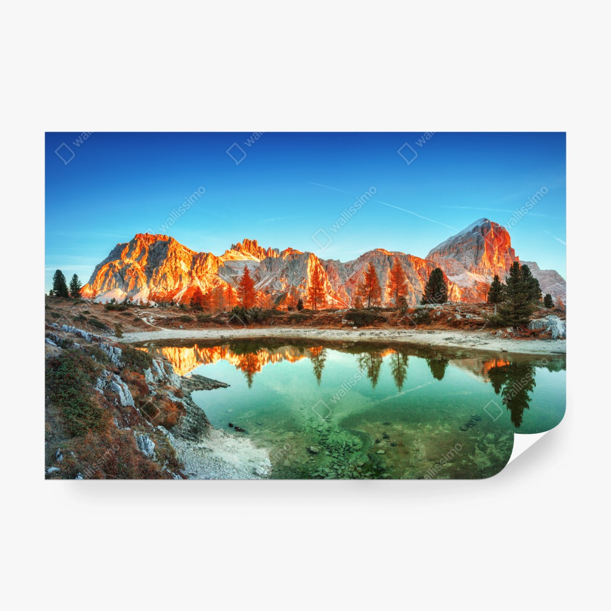 Fototapete alpiner sonnenaufgang über bergsee – Wallnifity®