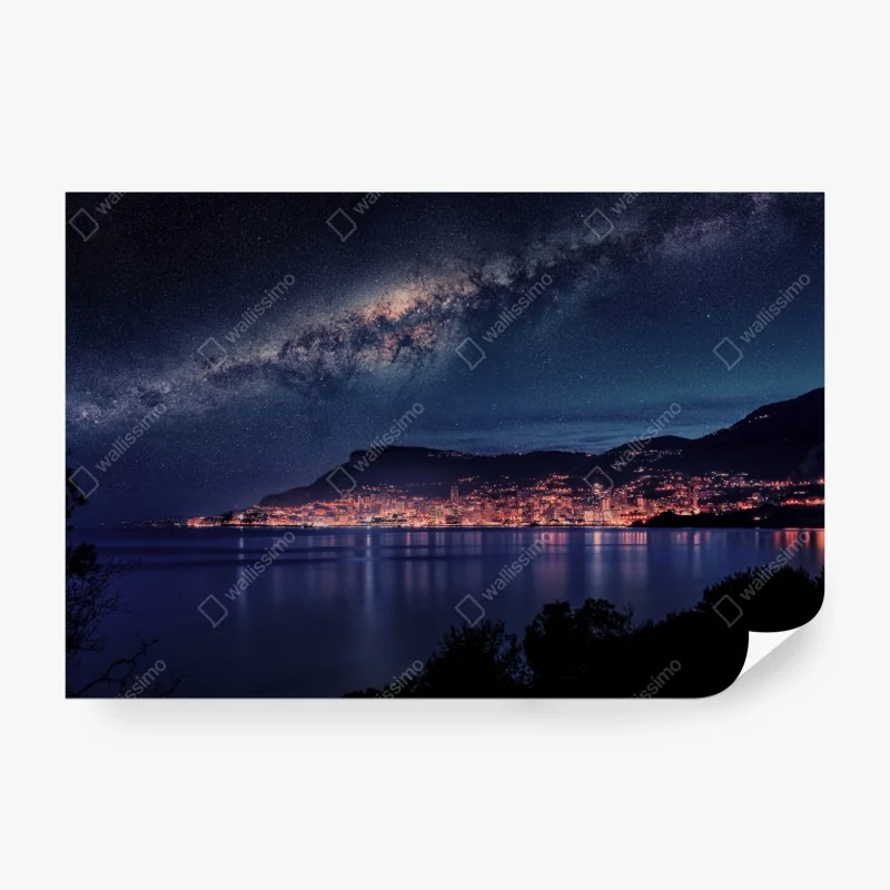 Fototapete küstenstadt unter der milchstraße – Wallnifity®