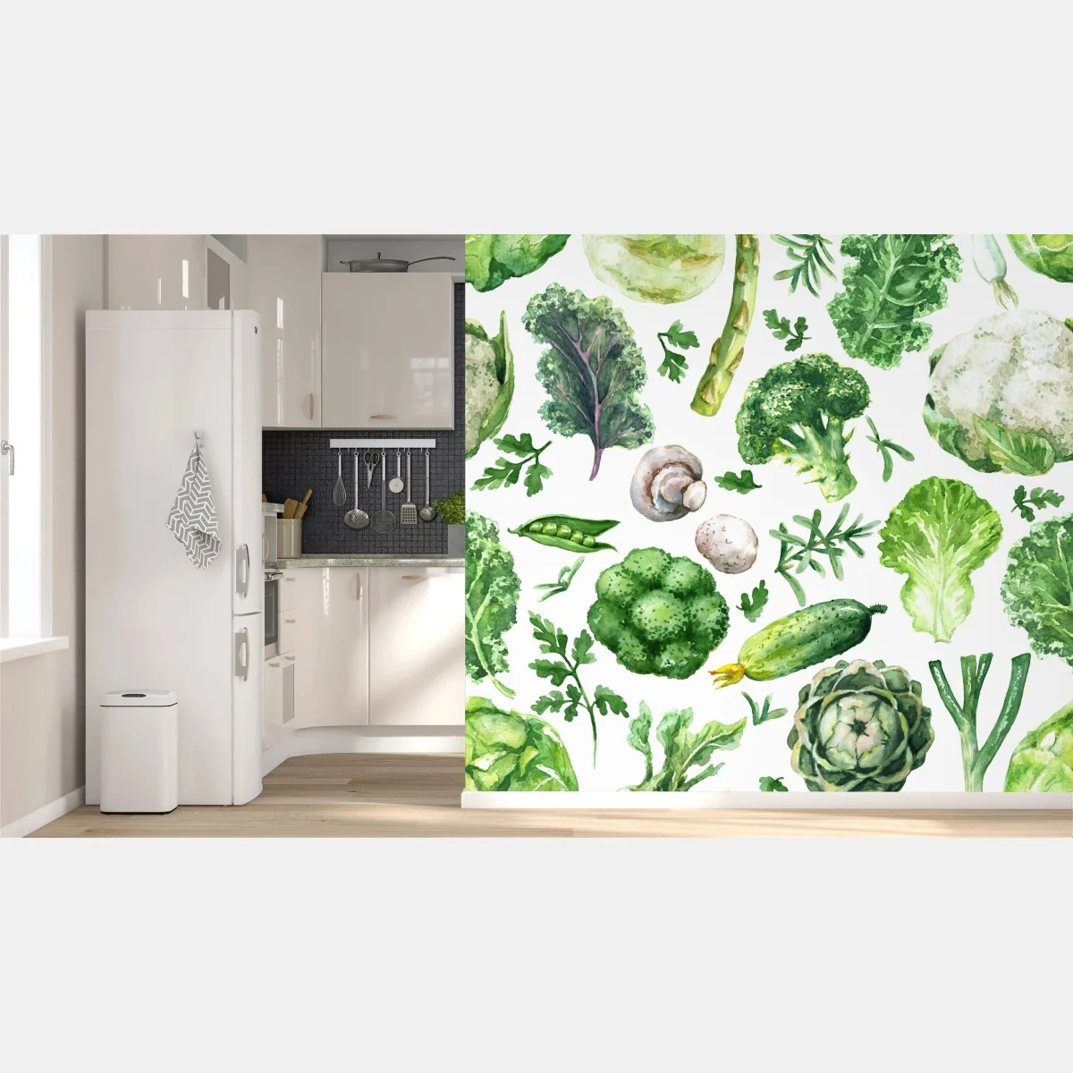 Fototapete aquarellmuster grünes gemüse – Wallnifity® Fototapete aquarellmuster grünes gemüse – Wallnifity®