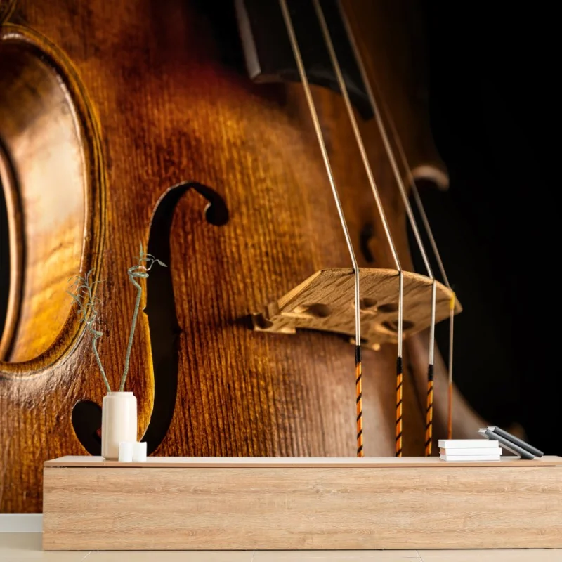 Fototapete nahaufnahme warmer holzgeige