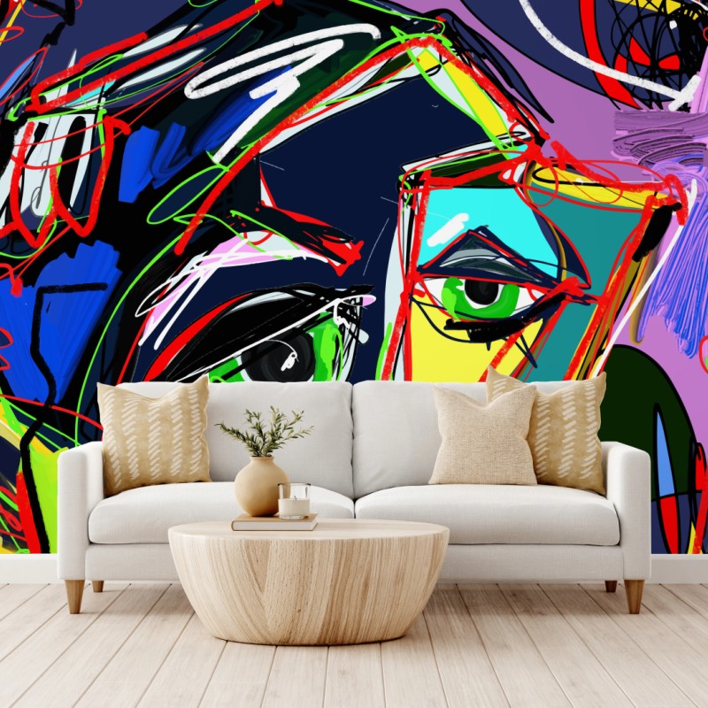 Fototapete farbenfrohes abstraktes gesichtsporträt