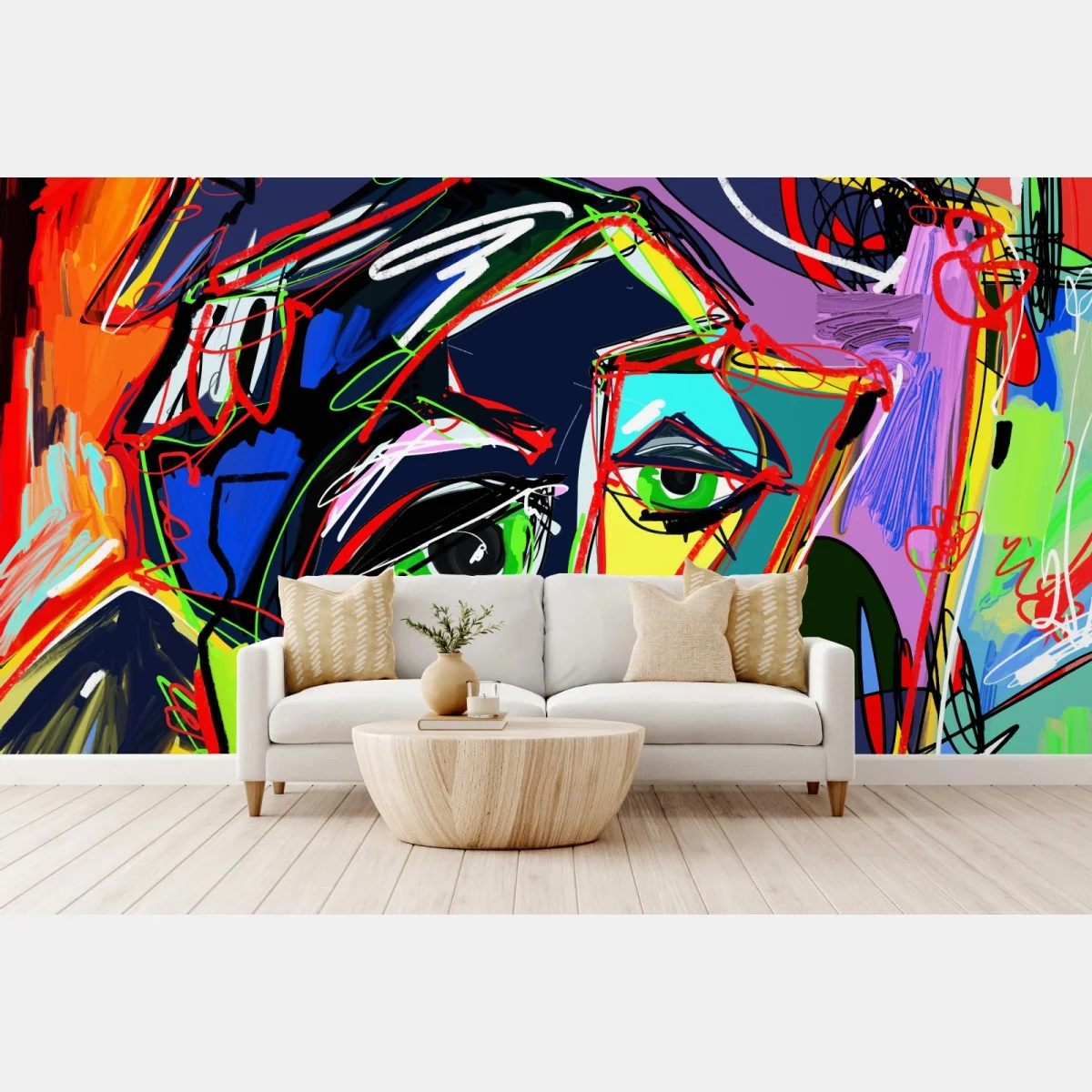 Fototapete farbenfrohes abstraktes gesichtsporträt – Wallnifity®