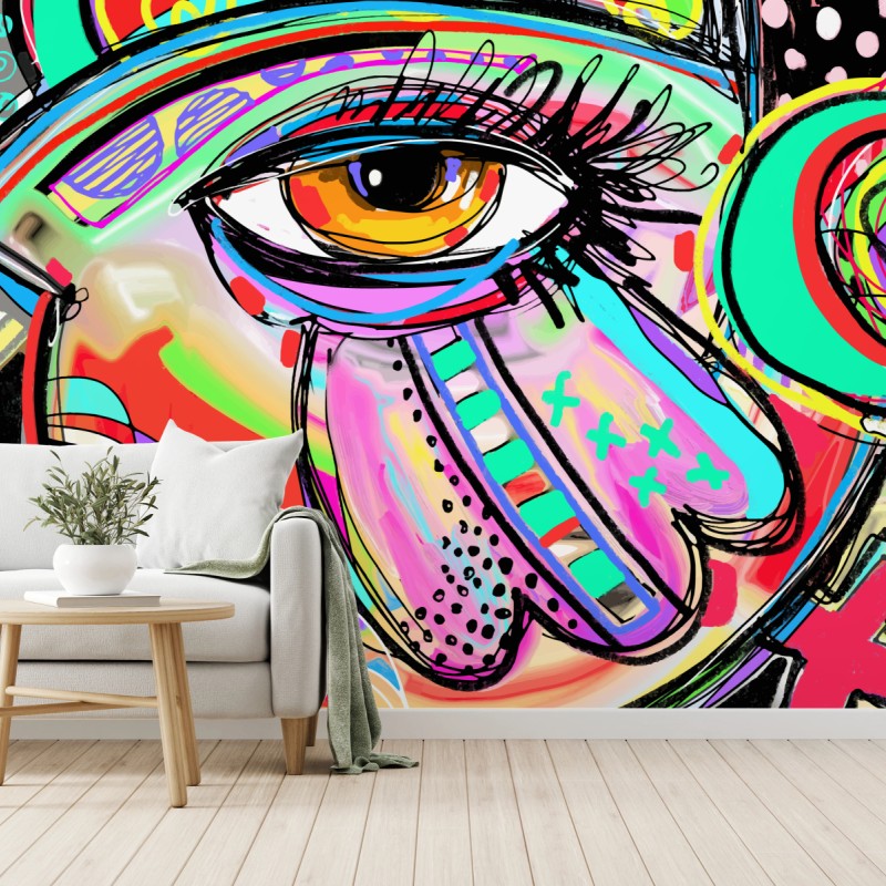 Fototapete lebhaftes abstraktes auge im pop-art stil