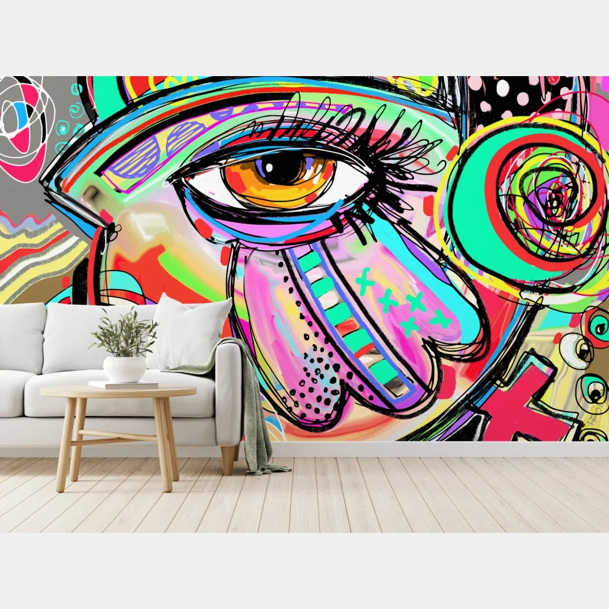 Fototapete lebhaftes abstraktes auge im pop-art stil – Wallnifity® Fototapete lebhaftes abstraktes auge im pop-art stil – Wallnifity®