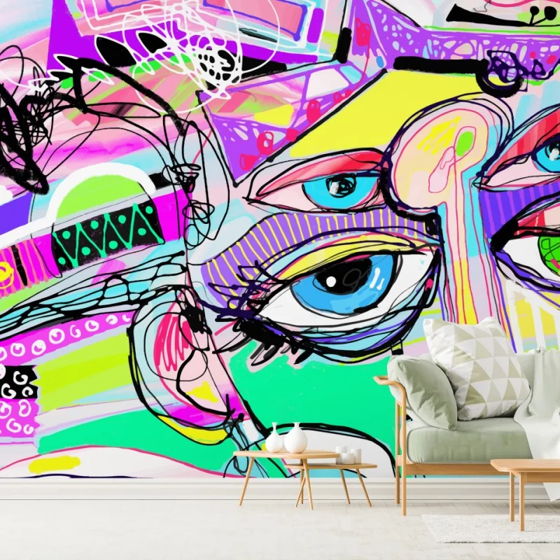 Fototapete buntes abstraktes gesichtsporträt