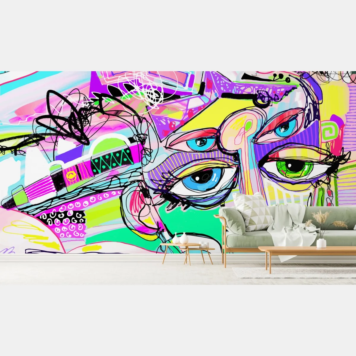 Fototapete buntes abstraktes gesichtsporträt – Wallnifity®