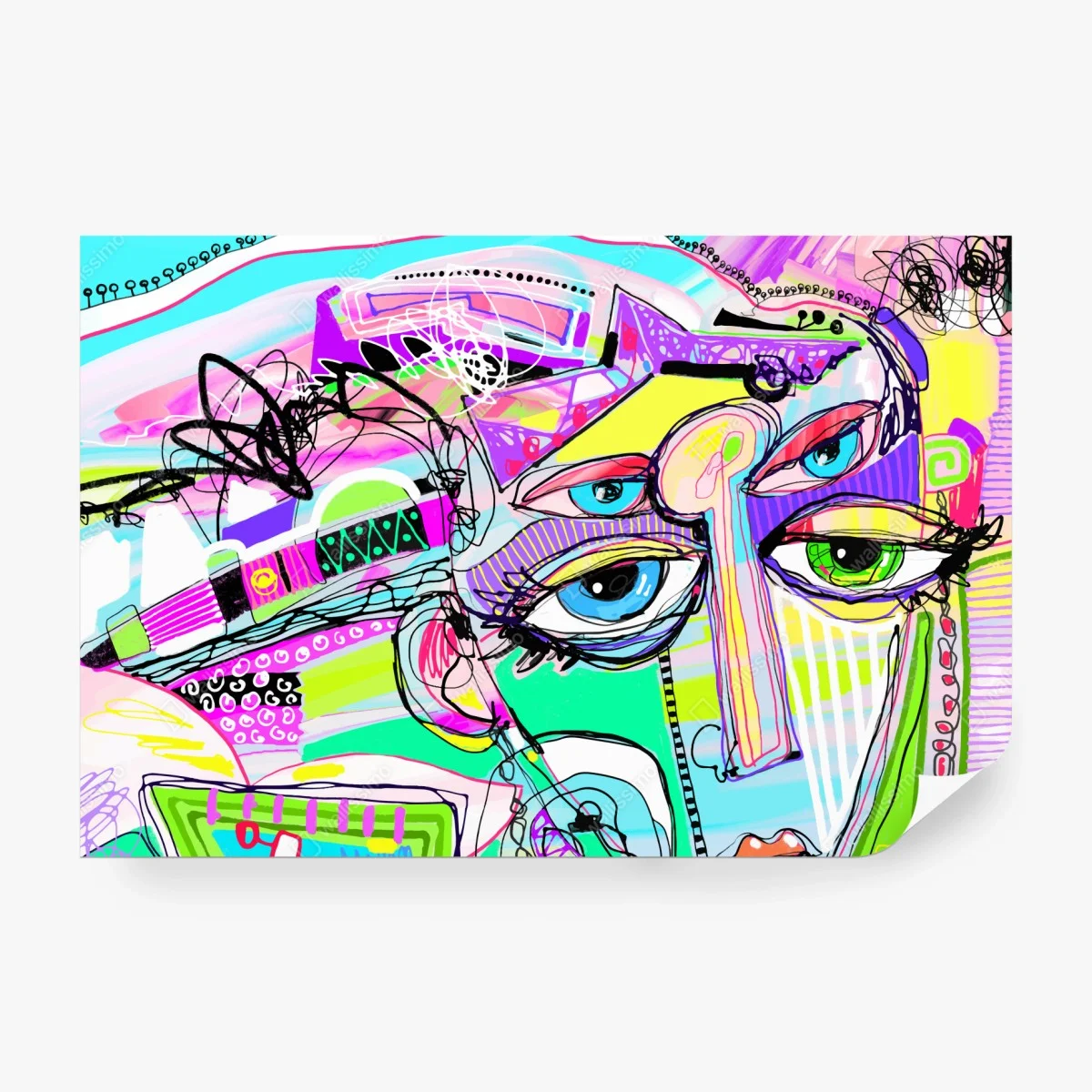 Fototapete buntes abstraktes gesichtsporträt – Wallnifity®