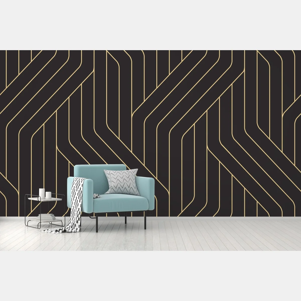Fototapete geometrisches art deco muster in schwarz und gold – Wallnifity®