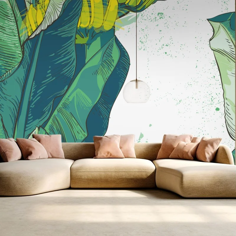 Fototapete tropische bananenblatt-illustration