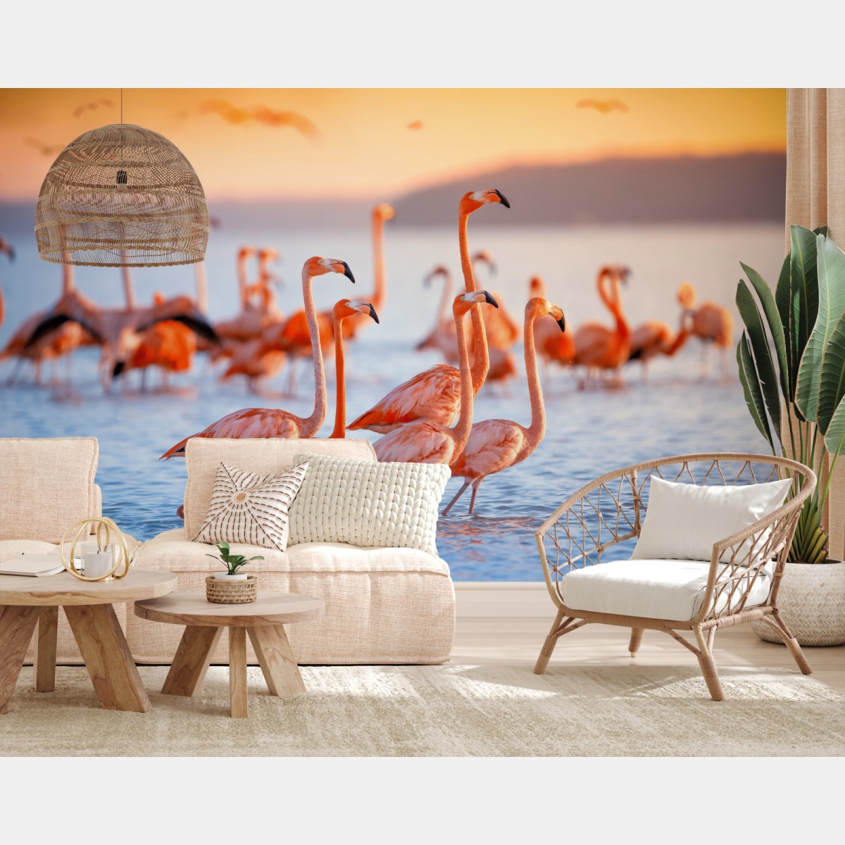 Fototapete rosa flamingos bei sonnenuntergang – Wallnifity® Fototapete rosa flamingos bei sonnenuntergang – Wallnifity®