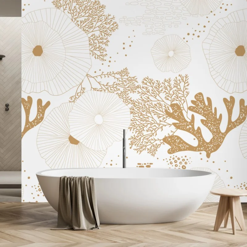 Fototapete zartes goldenes korallenmuster