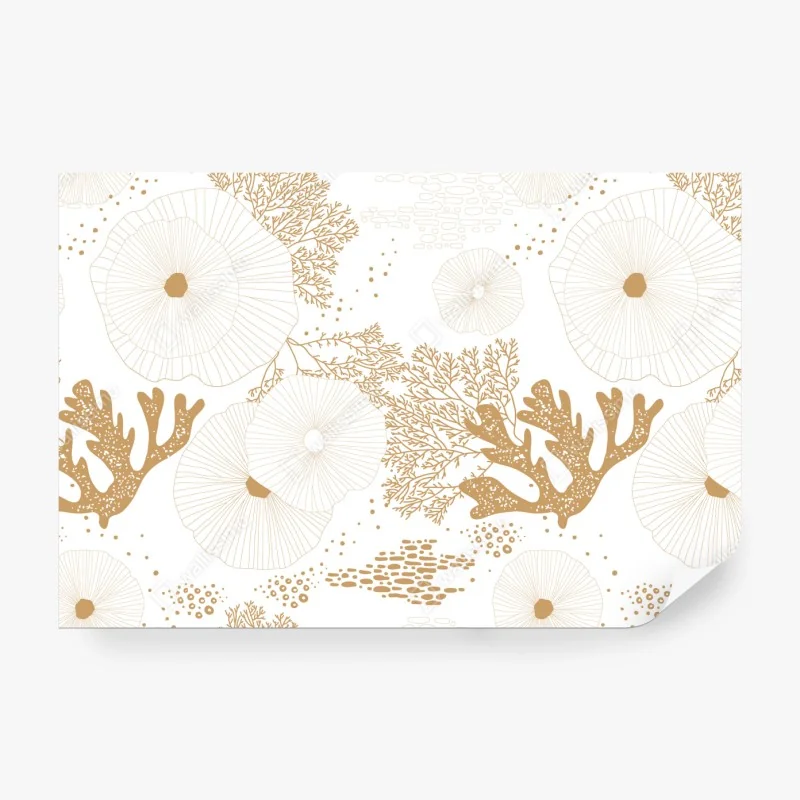 Fototapete zartes goldenes korallenmuster