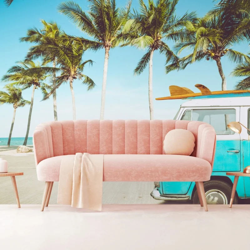 Fototapete vintage surfbus am tropischen strand – Wallnifity® Fototapete vintage surfbus am tropischen strand – Wallnifity®