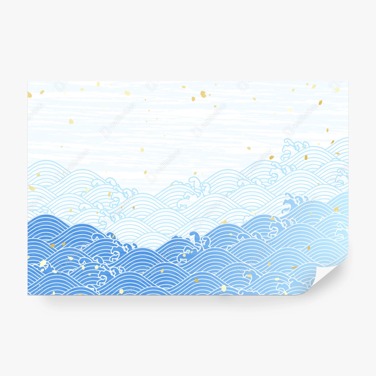 Fototapete ruhige blaue wellen mit goldakzenten – Wallnifity®