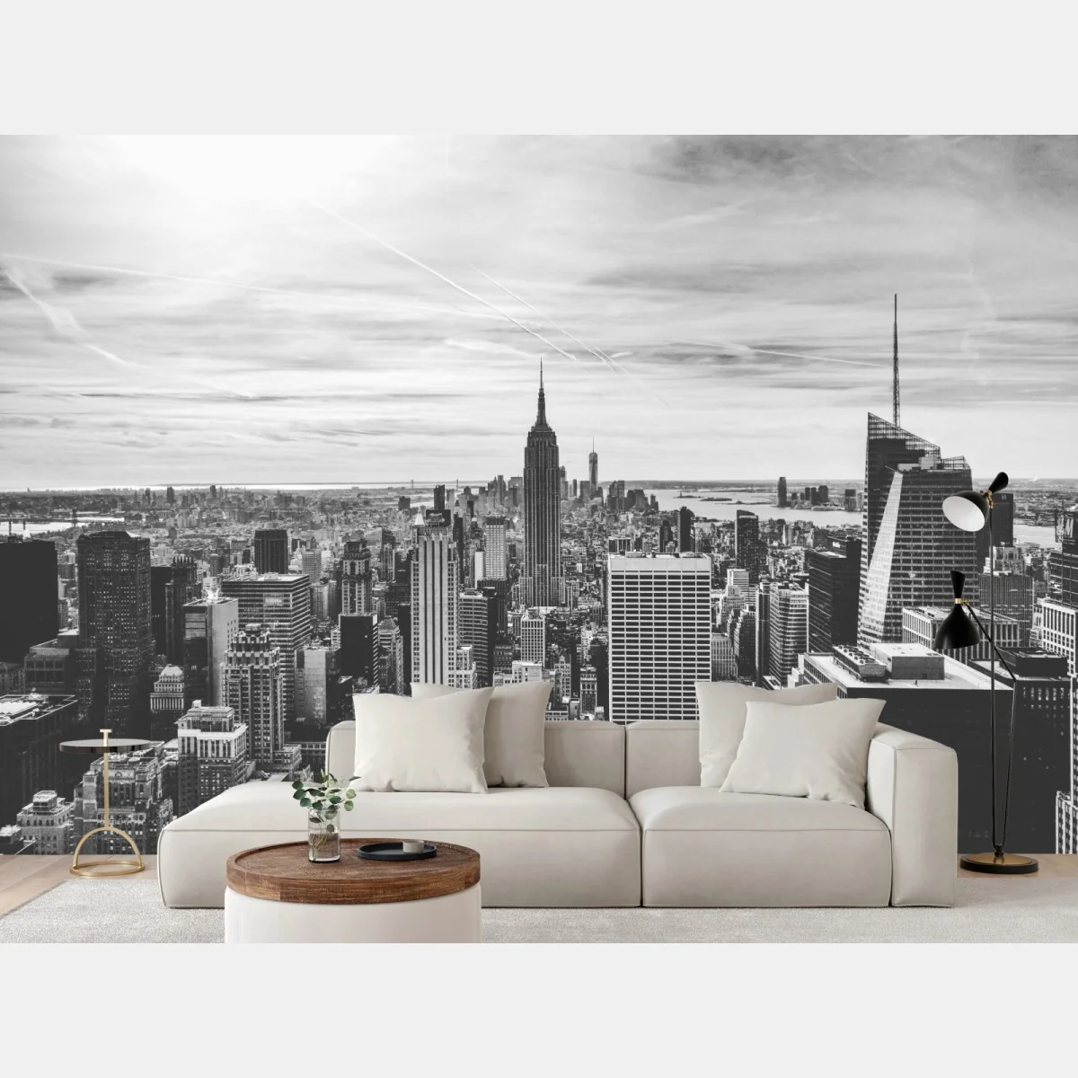 Fototapete panorama von New York in graustufen – Wallnifity® Fototapete panorama von New York in graustufen – Wallnifity®