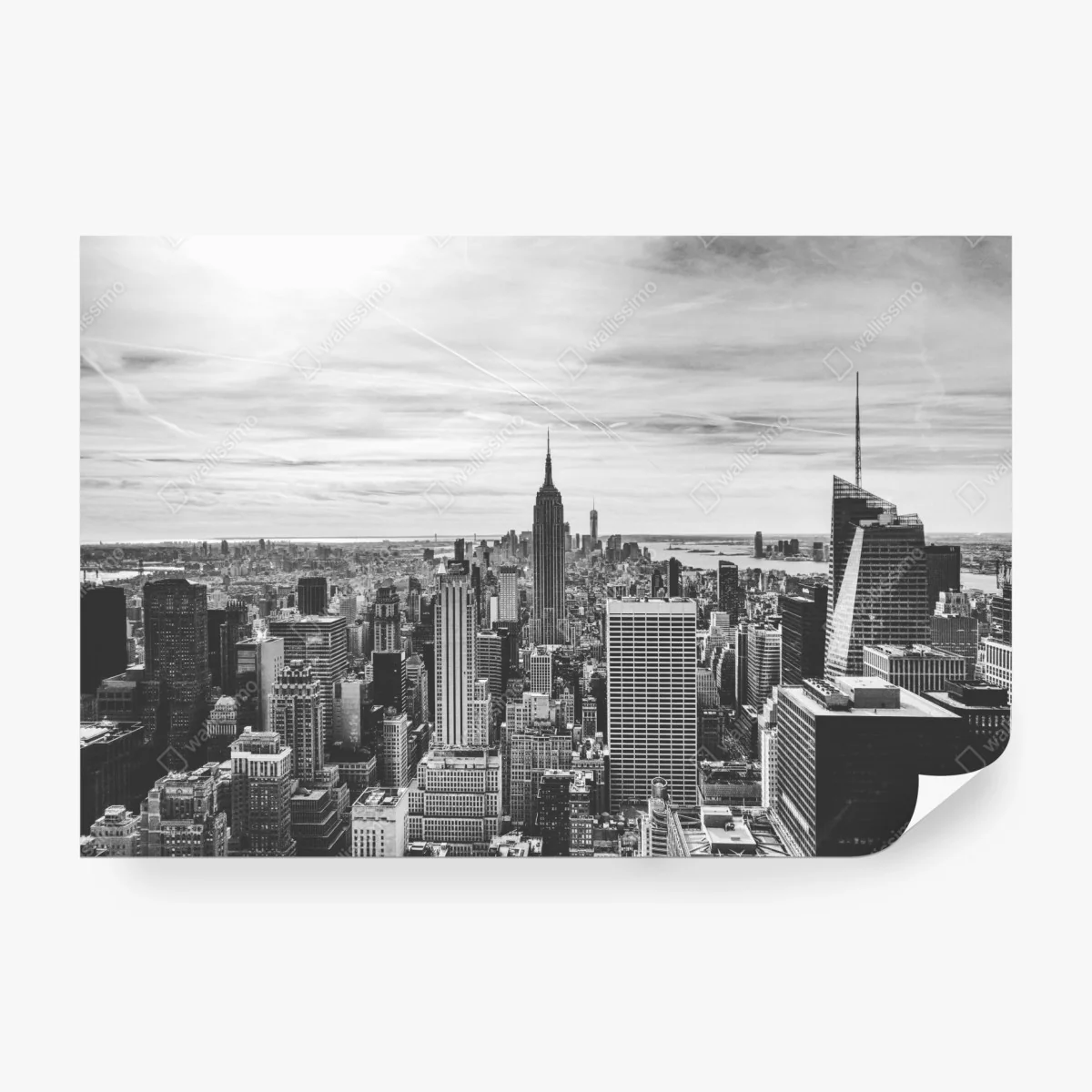 Fototapete panorama von New York in graustufen – Wallnifity® Fototapete panorama von New York in graustufen – Wallnifity®