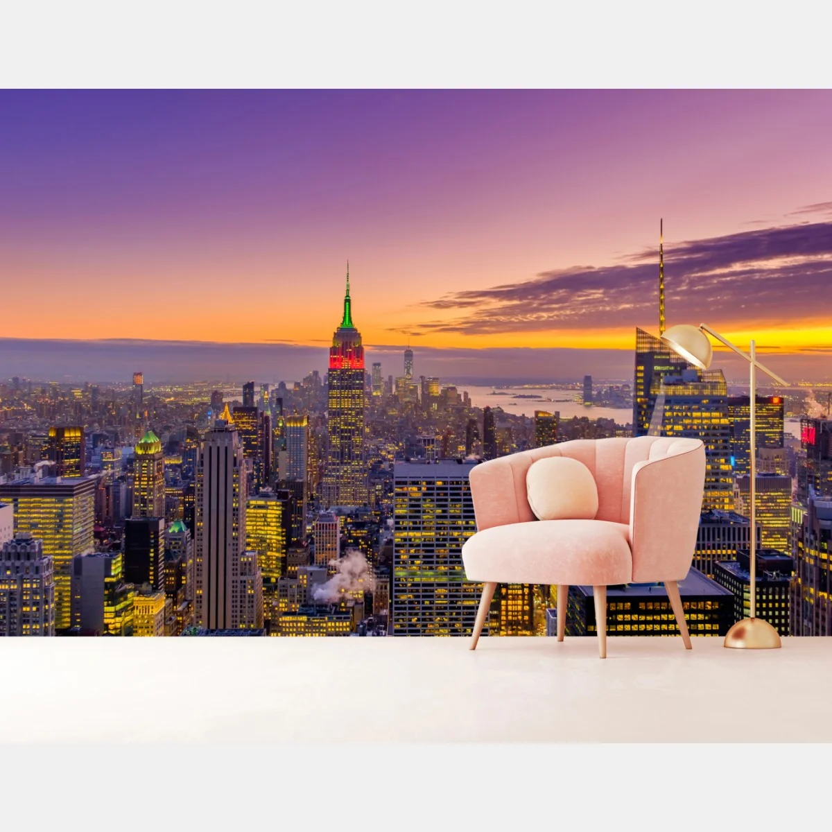 Fototapete lebendige New York skyline bei sonnenuntergang – Wallnifity® Fototapete lebendige New York skyline bei sonnenuntergang – Wallnifity®