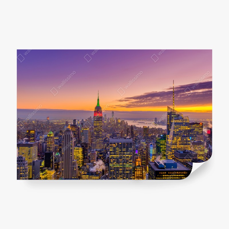 Fototapete lebendige New York skyline bei sonnenuntergang