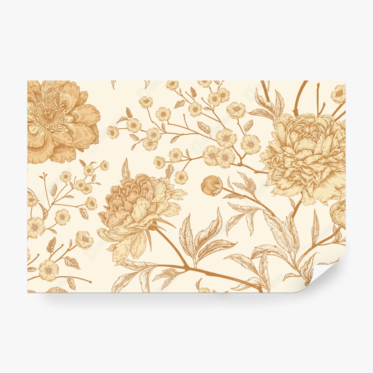 Fototapete vintage beiges blumenmuster mit pfingstrosen – Wallnifity® Fototapete vintage beiges blumenmuster mit pfingstrosen – Wallnifity®