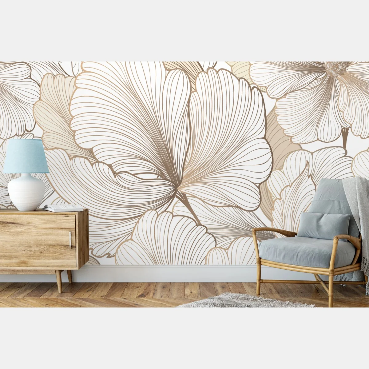 Fototapete zarte beige blumenillustration – Wallnifity® Fototapete zarte beige blumenillustration – Wallnifity®