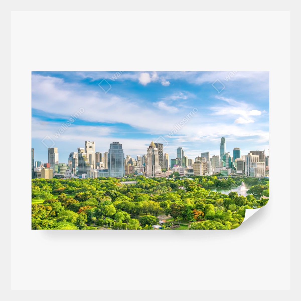 Fototapete lebendige Bangkok skyline über Lumpini Park – Wallnifity® Fototapete lebendige Bangkok skyline über Lumpini Park – Wallnifity®