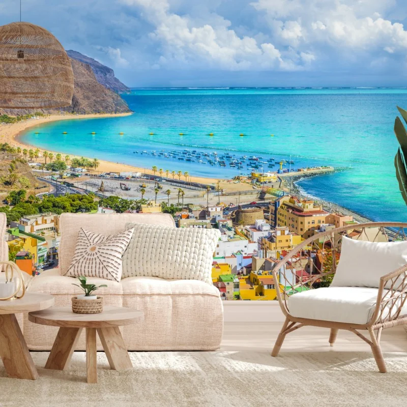 Fototapete panorama des Strandes Las Teresitas, Teneriffa – Wallnifity® Fototapete panorama des Strandes Las Teresitas, Teneriffa – Wallnifity®