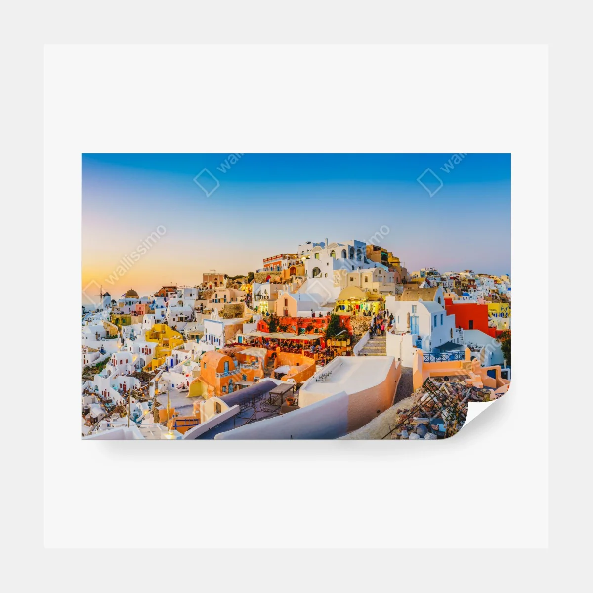 Fototapete sonnenuntergang über Santorini panoramaansicht – Wallnifity®