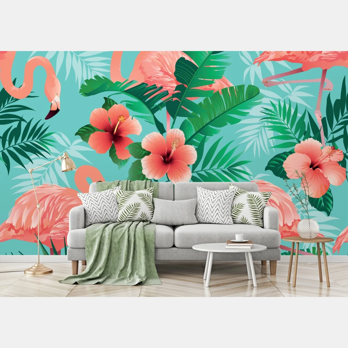 Fototapete tropische flamingo-oase – Wallnifity® Fototapete tropische flamingo-oase – Wallnifity®