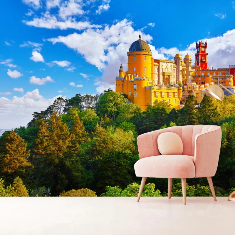 Fototapete bunter Pena-Palast auf dem hügel – Wallnifity® Fototapete bunter Pena-Palast auf dem hügel – Wallnifity®