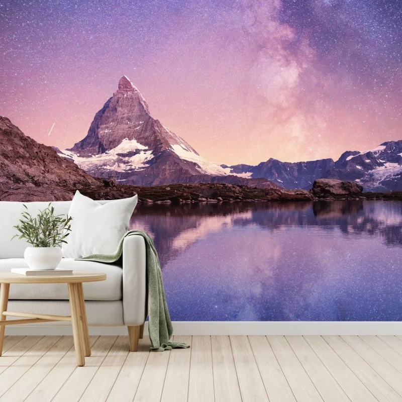 Fototapete Matterhorn unter der Milchstraße mit spiegelung