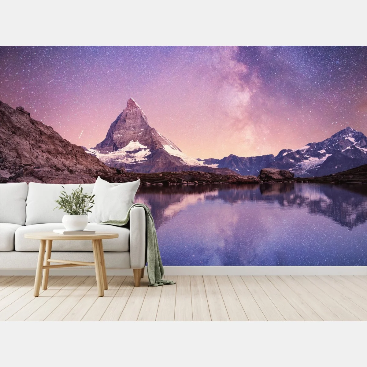 Fototapete Matterhorn unter der Milchstraße mit spiegelung – Wallnifity® Fototapete Matterhorn unter der Milchstraße mit spiegelung – Wallnifity®